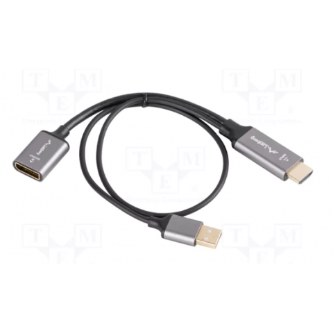 Adapteris HDMI → Displayport 1.2 + USB (maitinimas) (K-L) 0.2m Lanberg